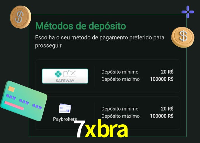 O cassino 7xbra oferece uma grande variedade de métodos de pagamento